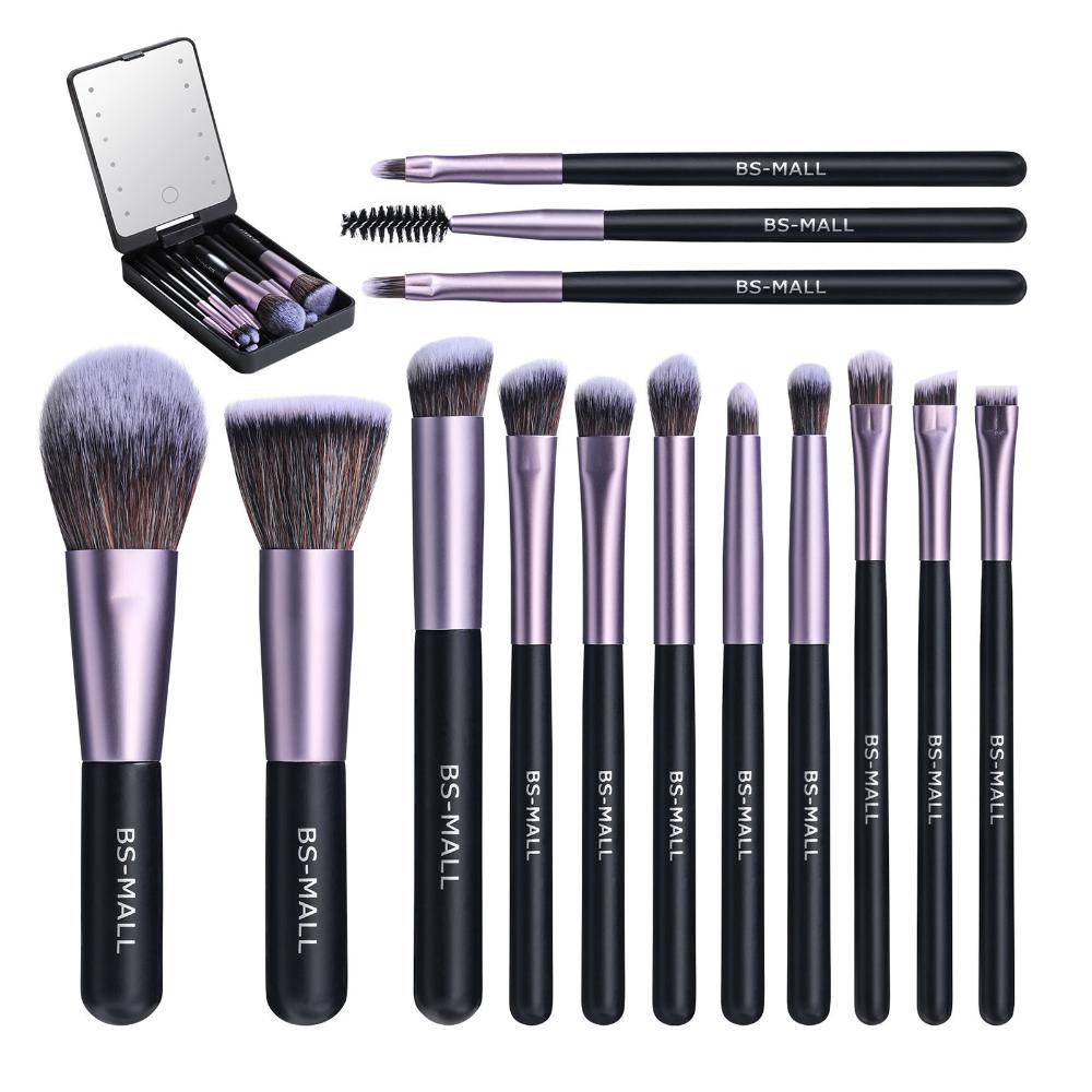 14 Stück Make-up Pinsel Set mit LED-Spiegel
