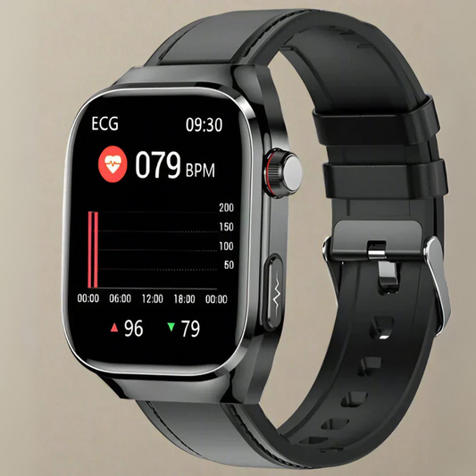 Smartwatch Edelstahl Schwarz EKG Fitness Tracker - Novaglow