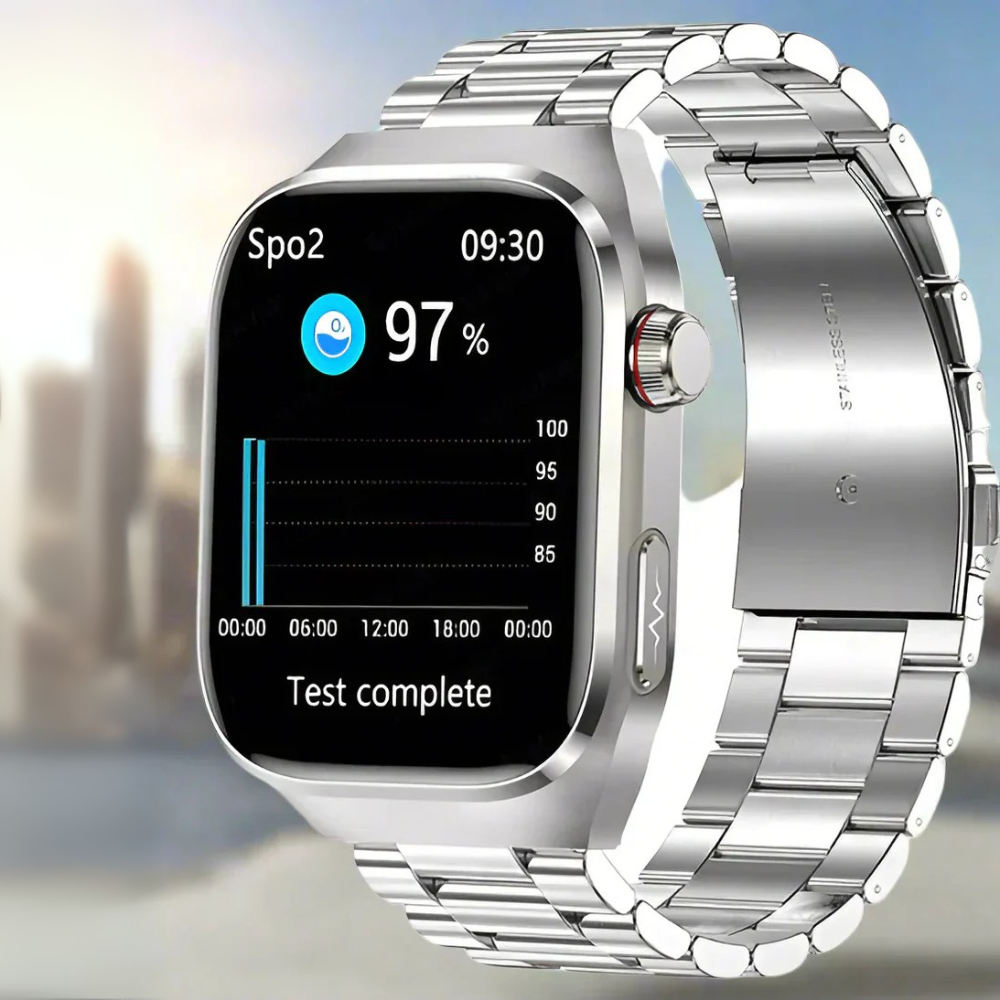 Smartwatch Edelstahl Schwarz EKG Fitness Tracker