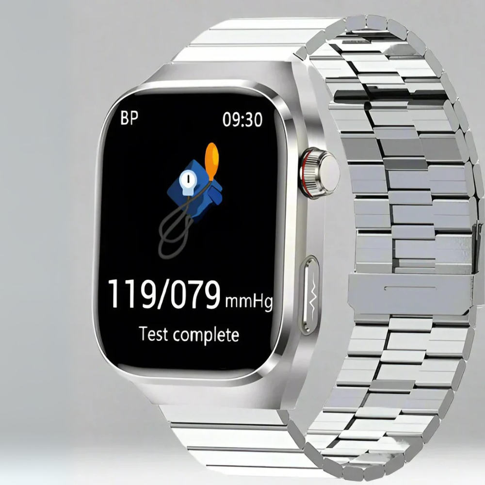 Smartwatch Edelstahl Schwarz EKG Fitness Tracker
