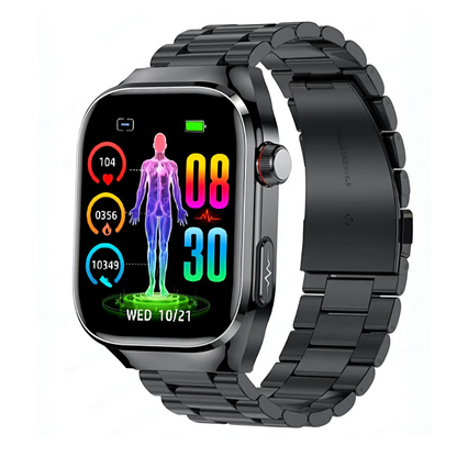 Smartwatch Edelstahl Schwarz EKG Fitness Tracker