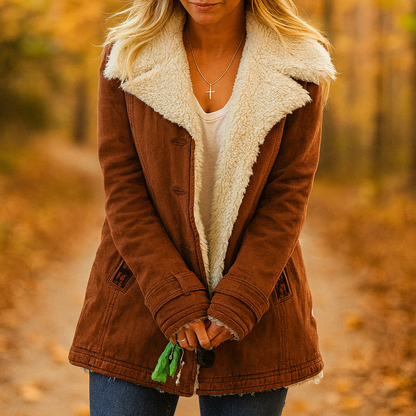 Damen Winterjacke Lang Sherpa Fleece Warm Isoliert