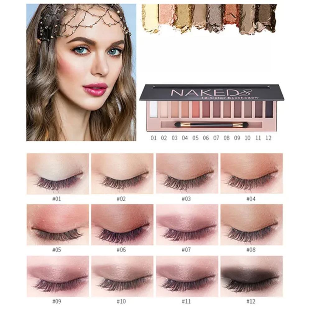 Lidschatten Palette 12 Farben Set mit Make-up Pinsel