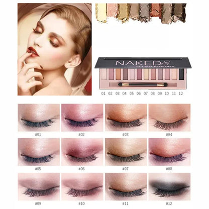 Lidschatten Palette 12 Farben Set mit Make-up Pinsel