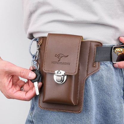 Praktische Gürteltasche Leder Schwarz Outdoor